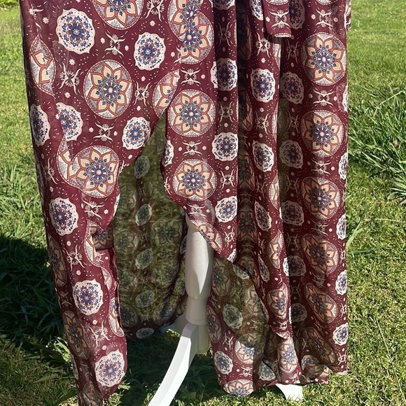 LULU'S Art and Soul multiprint long sleeve high low Maxi Wrap dress - Picture 8 of 10